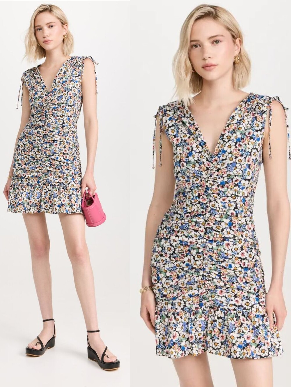 Veronica Beard Jackson Floral Ruched Mini Dress